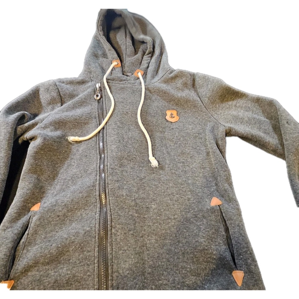 C Apparel  Asymmetrical  Hoodie Sweatshirt Full Zip Gray Jacket  Womens SZ S